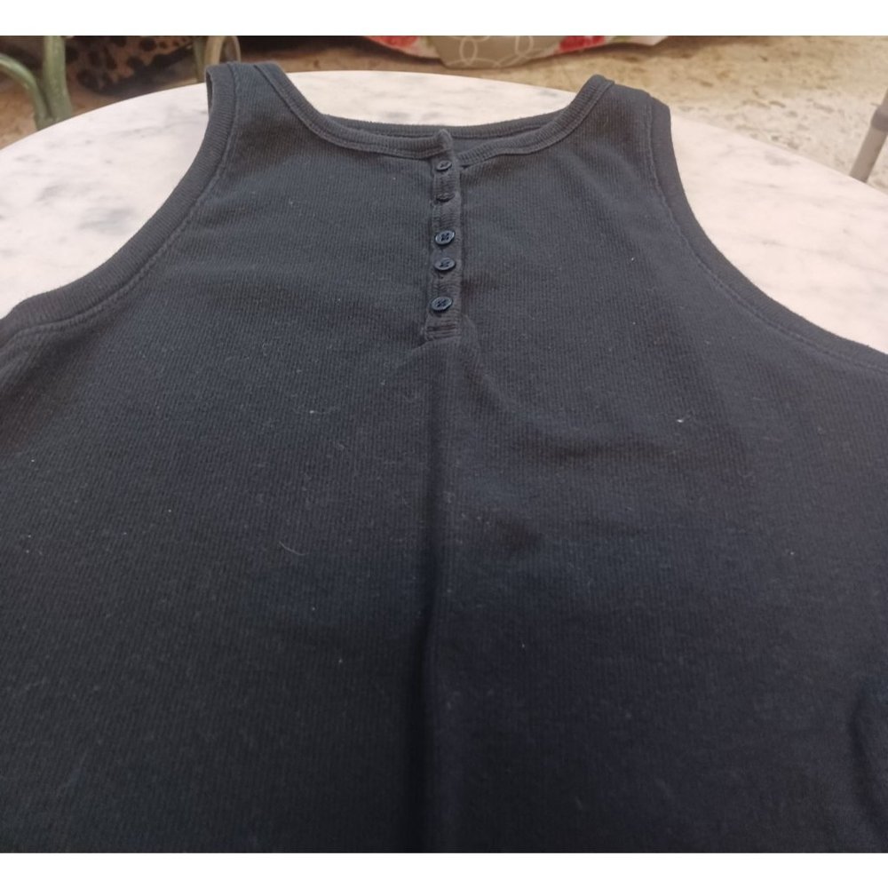 Hollister Youth Girls Tank Top Medium Black 5 Button Front